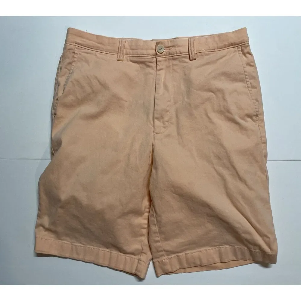 Roundtree & Yorke Mens Peach Chino Shorts Size‎ 34 Flat Front Stretch Cotton